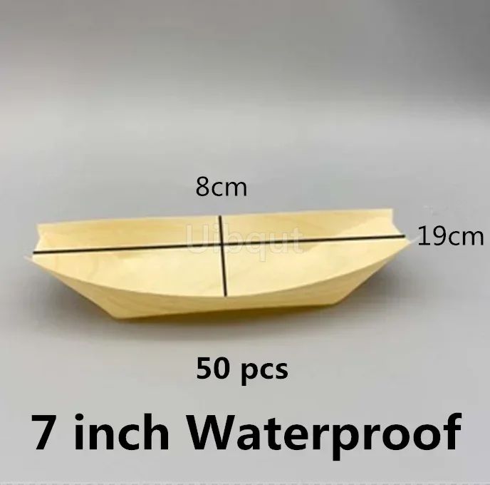 50 100pcs Sushi shushi Wood Boat Natural bamboo Disposable Kayak Salad Dessert Pine cake Boat Snack Bowl mat sushi plate tray