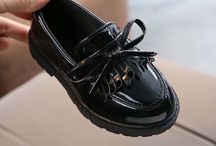 Children Tassel Princess Shoes School Party Wedding Dress Mary Jane PU Leather Shoes Girls Breathable Anti-skid Slip on Shoes