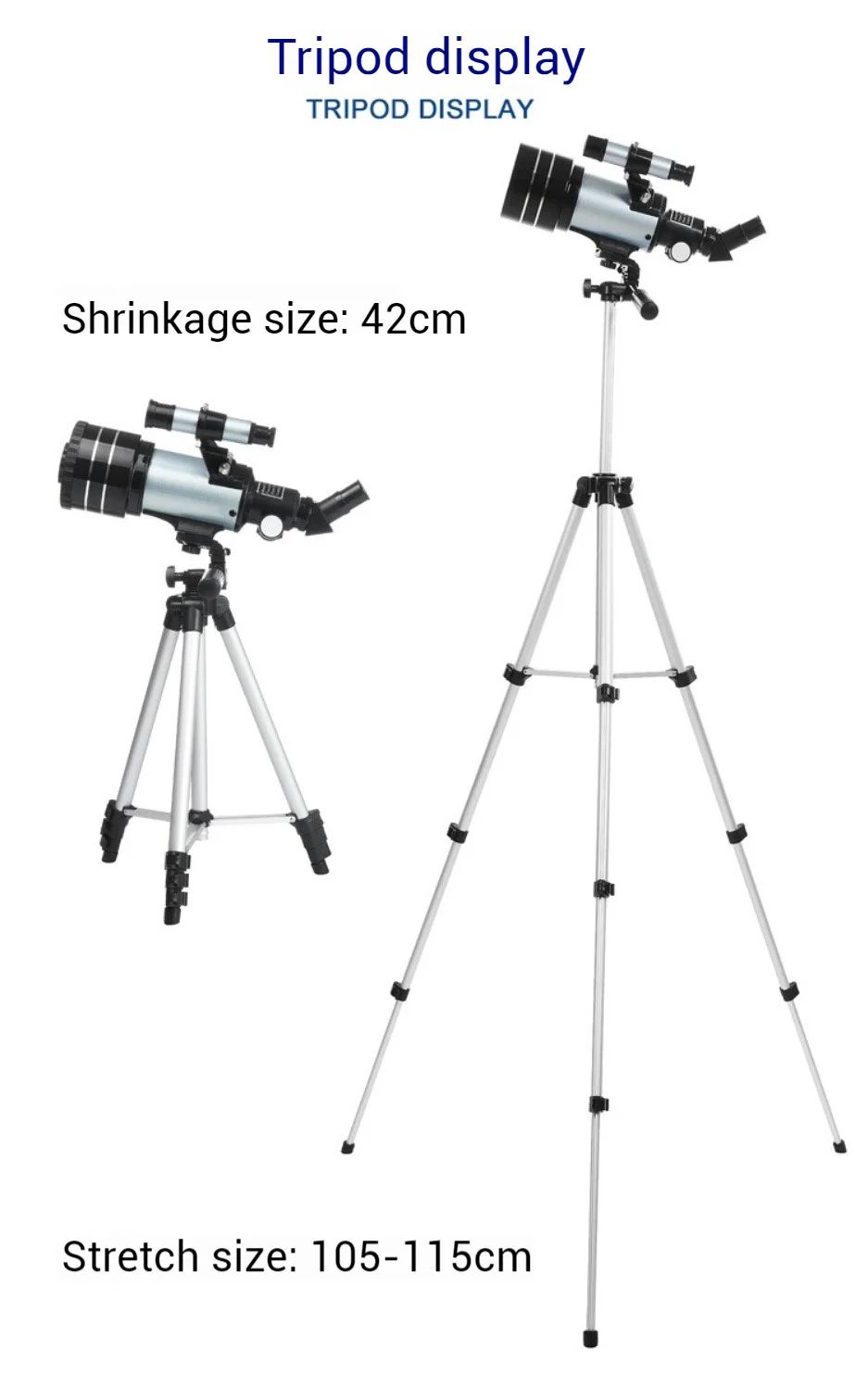 Telescópio Astronômico 150X, Telescópio Refrator Portátil de Viagem com Abertura de 70mm com Adaptador de Celular para Observação de Estrelas e da Lua