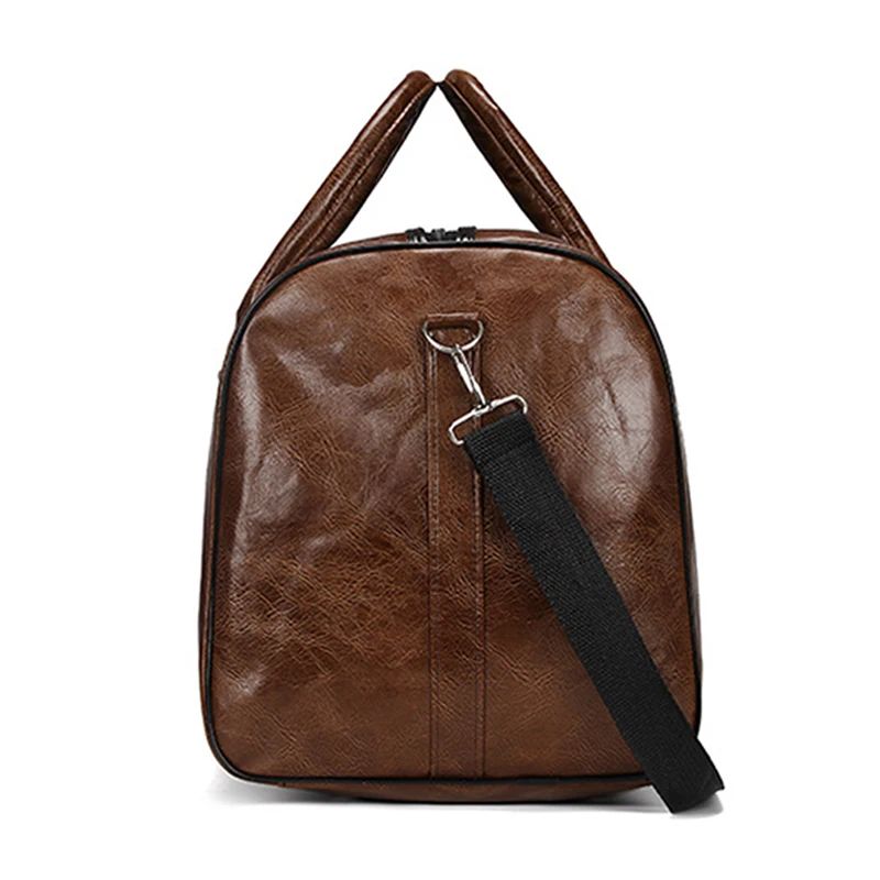 Bolsa de Viagem de Couro Grande Duffle Independente Bolsas de Fitness Grandes Bolsa de Mão Bagagem Bolsa de Ombro Preto Moda Masculina Zíper Pu 2024