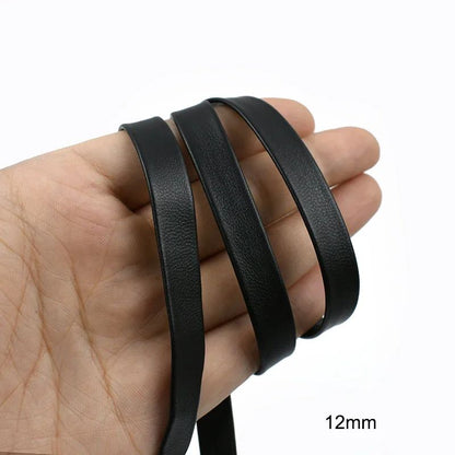 5Meters 3-50mm Black PU Leather Cords Soft Ribbon Band Bag Strap Webbing Necklace Jewelry Decor Tape DIY Sewing Accessories