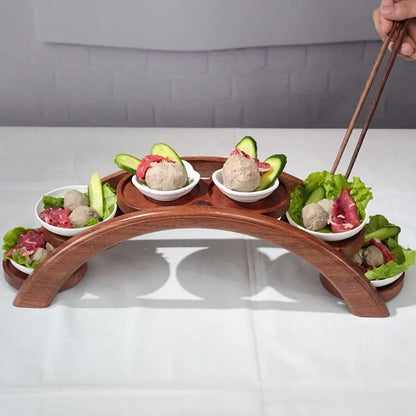 Hotpot Arch Bridge Plate Sushi Bridge Boat Tableware Dessert Wooden Dim Sum Plate Sushi Tray Japanese Kitchen Bento  Sushi Plate