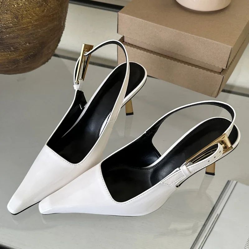 Aneikeh 2025 Verão Nova Banda Feminina Scarpins Sapatos Moda Raso Slip On Sandálias Slingback Salto Fino Alto Vestido Sapatos Sexy