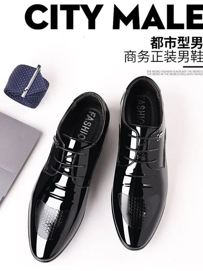 Luxury Business Oxford Leather Shoes Men Breathable Patent Leather Formal Shoes Plus Size Man Office Wedding Flats Male Black