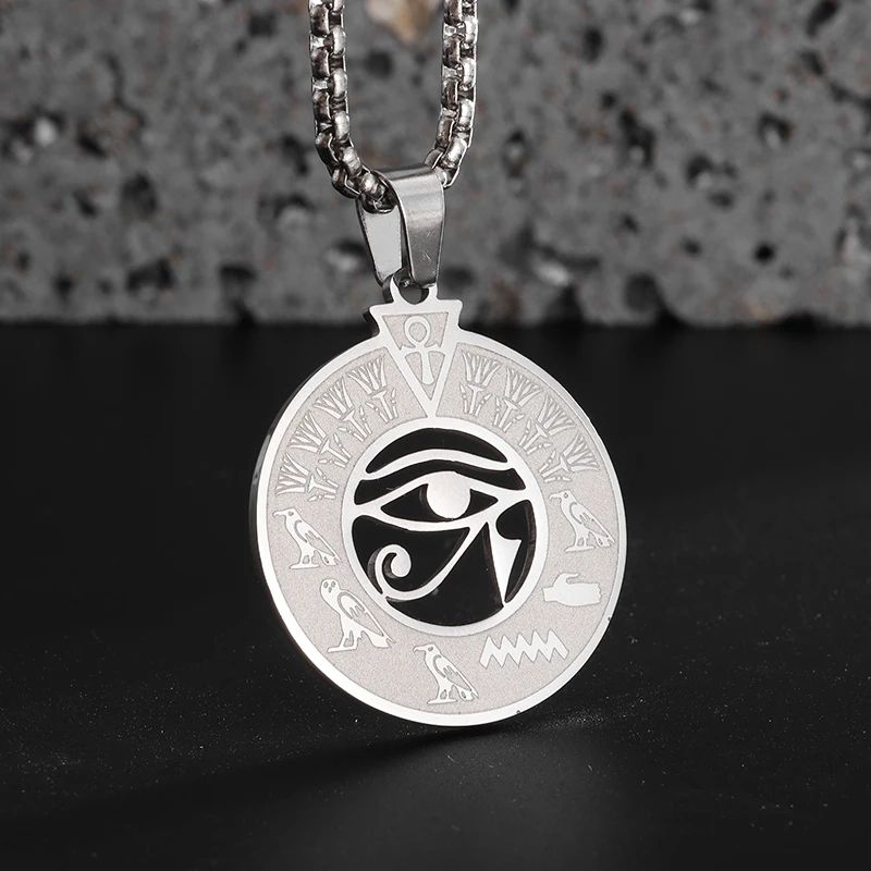 Eye of Horus, Eye of God Necklace, Rotatable Evil Eye Pendant, Men's Trendy Retro Weird Egyptian Amulet Jewelry