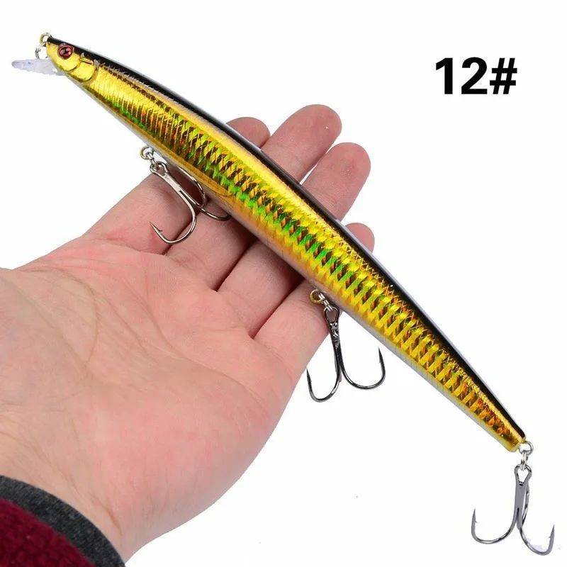 16 Cores 18cm 24g Isca Artificial Minnow Laser Crankbait Dura Plástico Grande Isca Falsa para Pesca Marítima