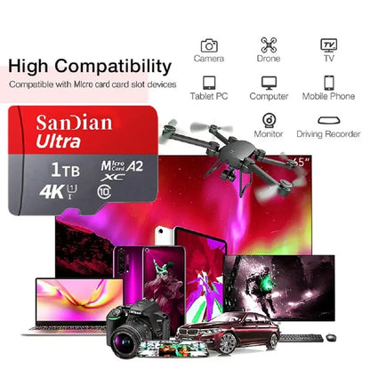 Novo Cartão de Memória de 1TB 2TB 128GB Micro TF SD Card 512GB Alta Velocidade Classe 10 256GB SDCard 100MB/s TF Card Cartão de Memória SD Original