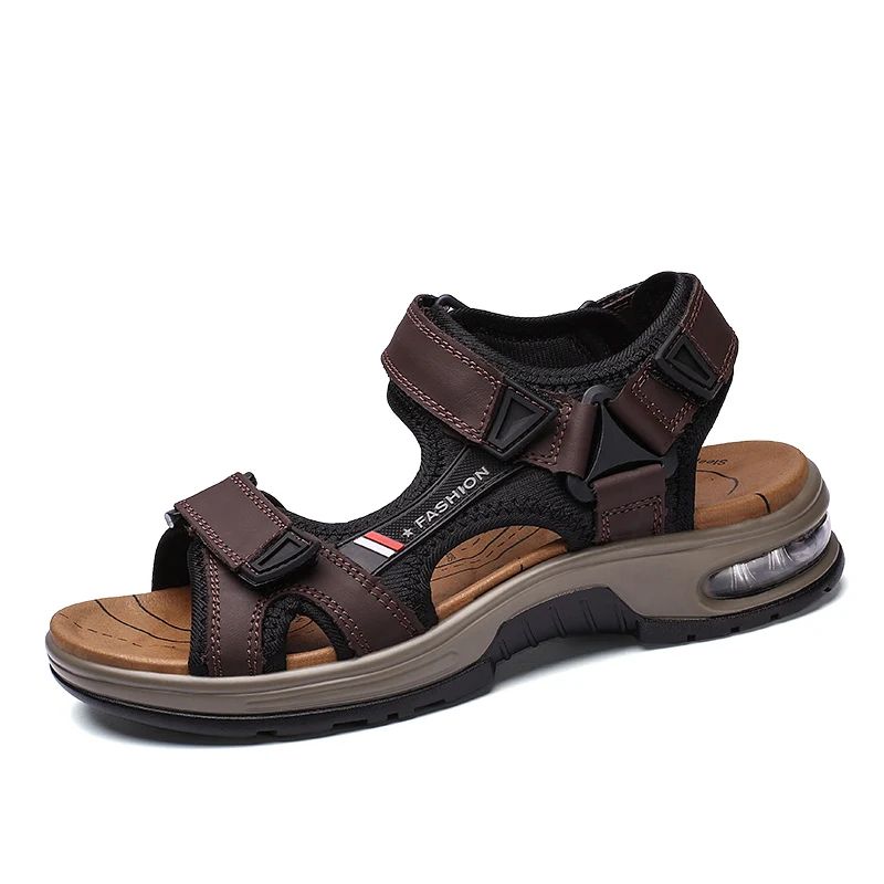 Fashion Men's Sandals Summer Soft Beach Flip Flop Comfortable Genuine Leather Sandals Outdoor Men Roman Sandals Size 46