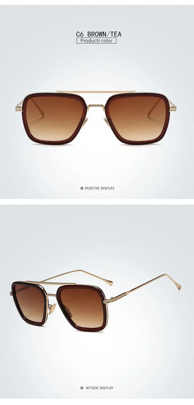 Luxury Steampunk Men Sunglasses Tony Stark Iron Man Sun Glasses Vintage Metal Eyewear Steam Punk Sunglass UV400 Male Gafas