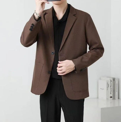 Brown Oversize Plus Big Size Jacket for Men Long Man Suits and Blazers Coats Fashionable Fashion 2025 New in Simple Breasted