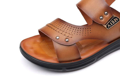 Men's Casual Trendy Soft Bottom Sandals 2024 New Design Real Leather Beach Shoes Slippers Anti-Slip Summer Shoes