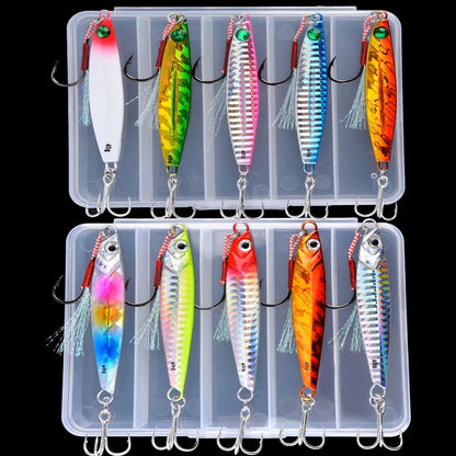 5 unidades de isca artificial de pesca de metal 7g-40g, isca rígida para trolling, isca de pesca para baixo, tralha de pesca de truta, jigs de pesca de truta, iscas de água salgada