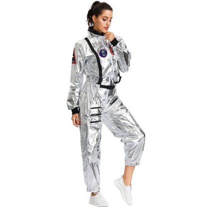 Astronaut Costume Spacesuit Silver Spaceman Men Women Space Suit Halloween Christmas Performance Spacesuit Costume Party Gift