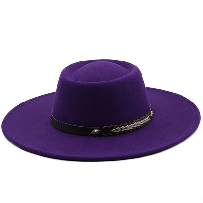 British Style Felt Fedoras Hats for Women9.5CM Wide Brim Men Formal Luxury Jazz Caps Bowler Wedding Dress Hat Chapeau Femme