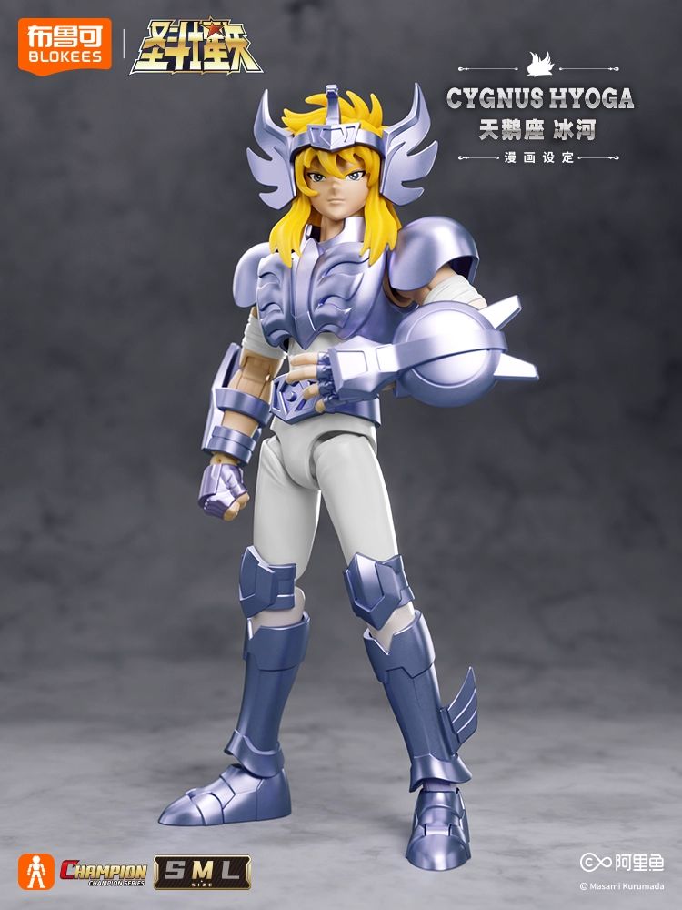 Novos Blokees Saint Seiya Champion Version Camus de Aquário Hyoga de Cisne Bonecos de Ação Kit de Montagem Modelo Coleção de Estatuetas