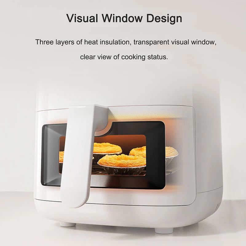 Fritadeira de Ar Inteligente XIAOMI MIJIA Pro 4L Forno Quente Visor Janela APP Temporizador Tela OLED Sem Óleo Fritadeira de Ar Quente 360°