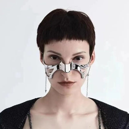 Exaggerate Cyberpunk Luxury Women Mask Fashion Metal Chain Nose Face Ornament Trendy Jewelry Masquerade Accessories Gifts