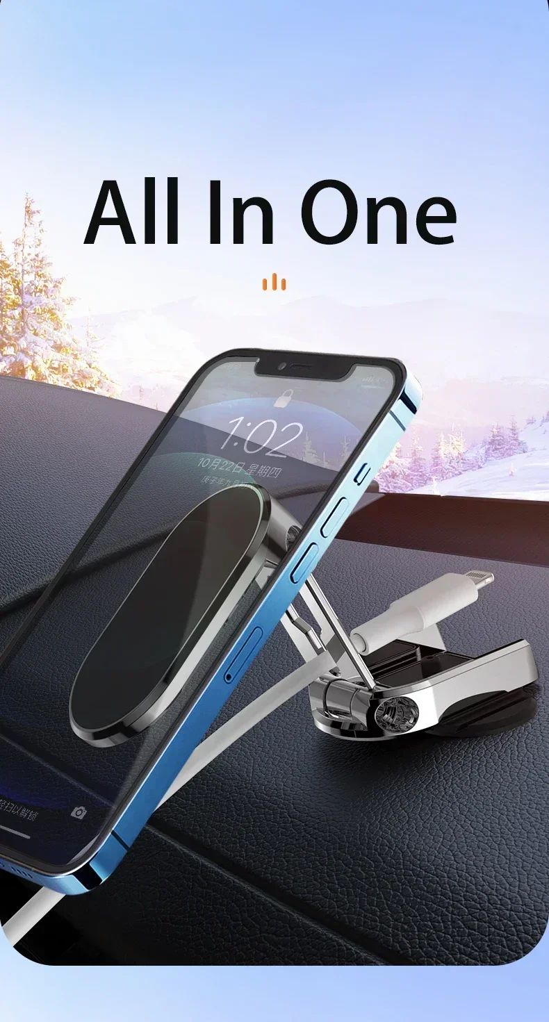 360° Rotation Magnetic Car Phone Holder Dashboard GPS Foldable Cell Phone Stand Mount For All Smartphones Universal Auto Bracket