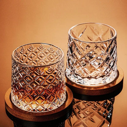 Copo de Uísque com Base, Copos de Uísque de Cristal Giratórios, Taça de Vinho e Brandy para Bar e Casa