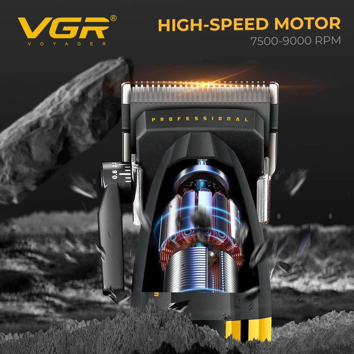 VGR Electric Hair Trimmers Professional 9000RPM Hair Clippers Rechargeable Haircut Machine Adjustable Barber Tool for Men V-285