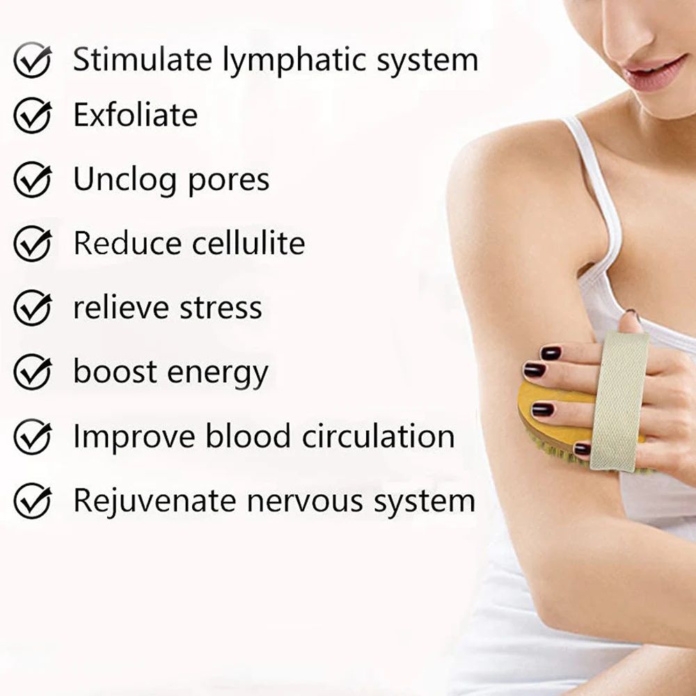 1pcs Exfoliating Wooden Body Massage Shower Brush Natural Bristle Bath Brush Soft SPA Woman Man Skin Care Wet Dry Body Brush