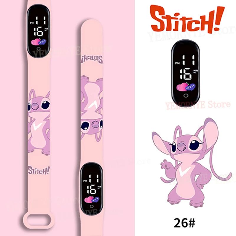 Relógios Digitais Infantis Disney Stitch Figuras de Anime LED Touch Luminoso Relógio Digital Esportivo Infantil à Prova D'Água Brinquedos de Aniversário