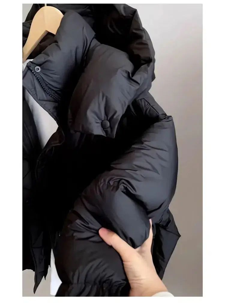 Hooded Cotton Jacket Women 2025 New Thickened Warm Long Sleeved Outwear Winter Korean Loose Solid Color Versatile Short Coat