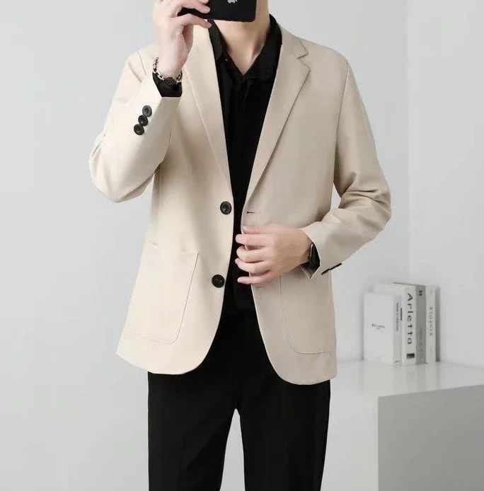 Brown Oversize Plus Big Size Jacket for Men Long Man Suits and Blazers Coats Fashionable Fashion 2025 New in Simple Breasted