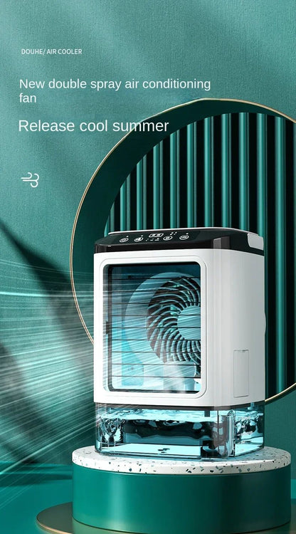 Ar Condicionado Portátil Ventilador de Mesa Pulverização Dupla Atomização Ultrassônica 3 Velocidades Silencioso Refrigerador de Ar Luz Noturna Ventilador Elétrico para Casa