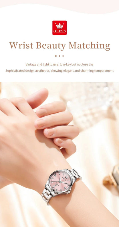 OLEVS 3668 Women Watch Luxury Original Waterproof Stainless Steel Quartz Watch Roman Automatic Date Women Watch Reloj Para Mujer