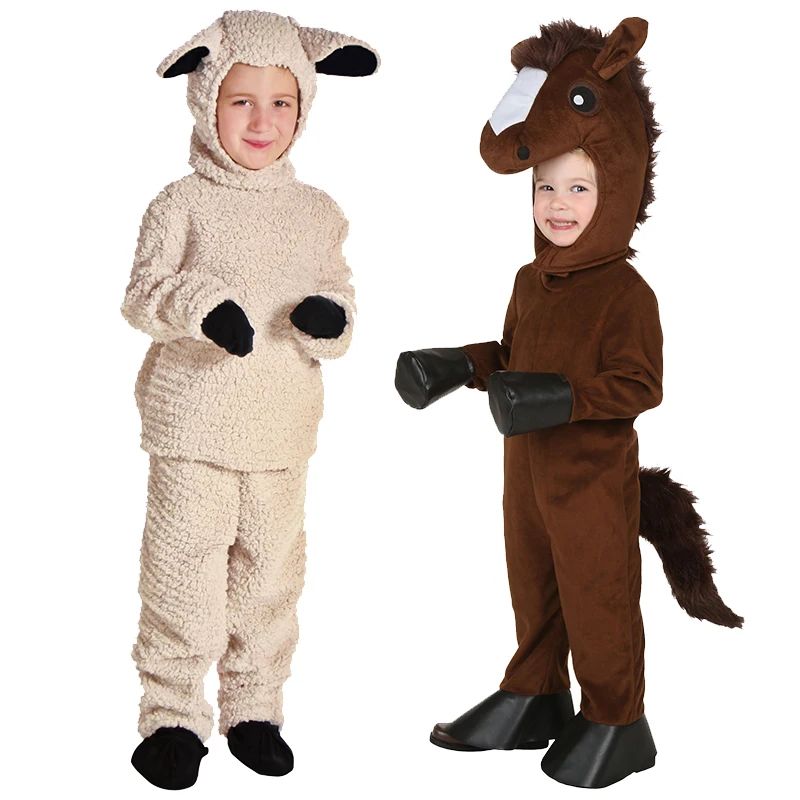 3?14Y 2026 New Arrival Kids Lamb Sheep & Horse Animal Costume, Boys Girls Outfit for Halloween Carnival Dress?Up Party