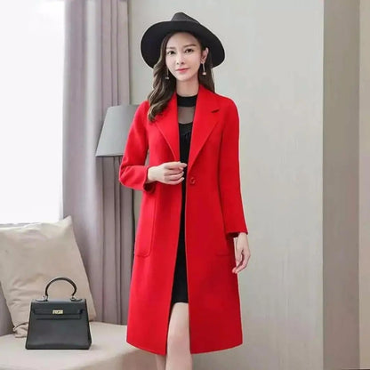 Fashionable Woolen Coat Women's Stylish Meticulous Korean Version Medium Length Autumn Winter New Style Polyester Fiber