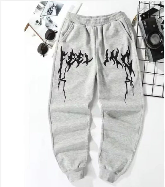 2025 Casual printed American knitted sport leggings solid-color men's casual lace-up sweatpants for autumn and winter