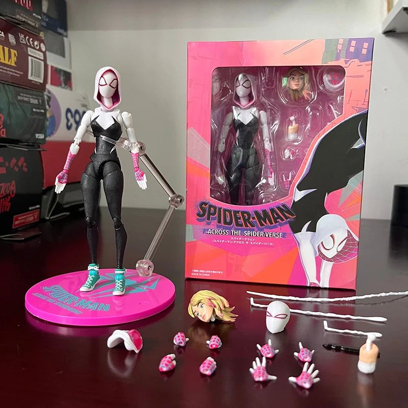 Anime Homem-Aranha Shf Figuarts Miles Morales Gwen Bonecos de Ação Gwen Aranha Mulher Estatueta Homem-Aranha Figura PVC Modelo Boneca Brinquedos