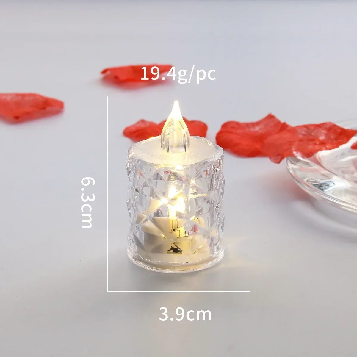 LED Crystal Candle Light with Battery Flameless Candle Light Electronic Night Lamp Dating Party Holiday Home Wedding Decoration