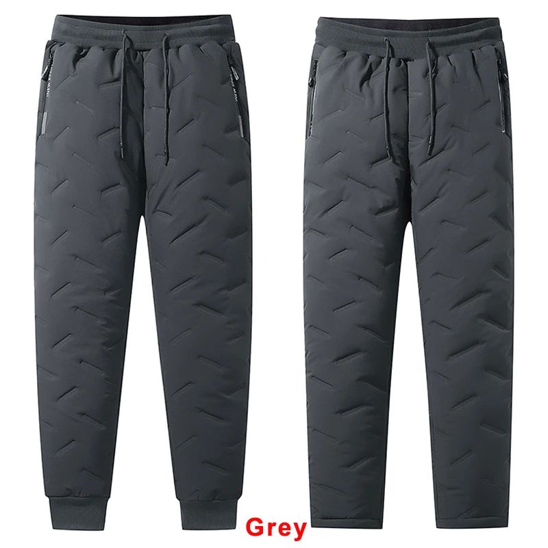 Winter Down Cotton Pants Men's Casual Waterproof Zipper Pocket Thickened Wool Warm Pants Jogger Outdoor Cold-proof Ski Pants 7XL