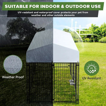 Outdoor Dog Kennel, Heavy Duty Welded Wire Steel Dog kennels with Secure Lock for Outside, Dog Pen with Waterproof