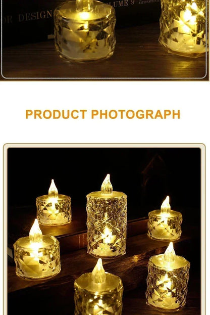LED Crystal Candle Light with Battery Flameless Candle Light Electronic Night Lamp Dating Party Holiday Home Wedding Decoration