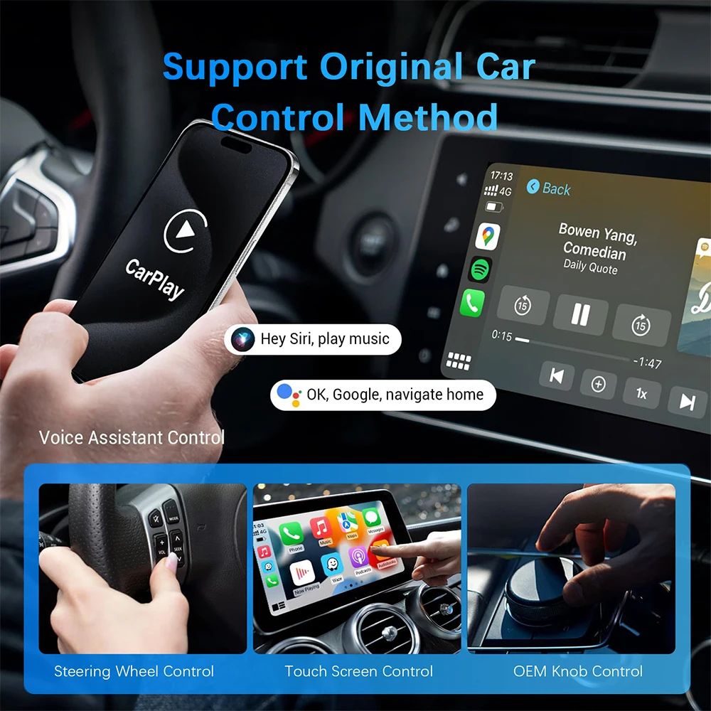 Adaptador Sem Fio Carplay Android Auto para Toyota Mazda Nissan Camry Suzuki Subaru Citroen Audi Mercedes Kia Ford Opel Spotify BT
