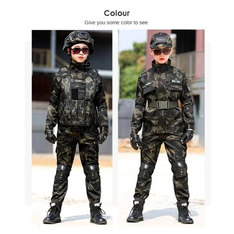 Tactical Military Uniform for Children's Day Camouflag Disguise Adult Halloween Costume for Kid Girl Scout Boy Soldier Army Suit