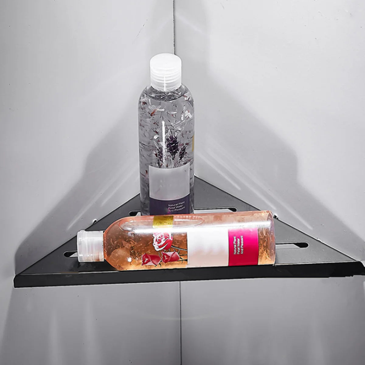 Prateleira de Banheiro de Canto para Chuveiro Sem Furos Prateleira de Canto de Aço Inoxidável 304 Organizador de Armazenamento Resistente Oco para Shampoo