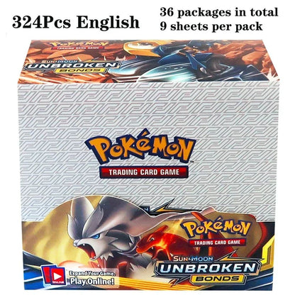 324 pçs/caixa Pokémon TCG: Sol e Lua, Escuridão Incendiada, 36 Pacotes, Caixa de Booster, Jogo de Cartas Pokémon, Brinquedos Colecionáveis, Jogo de Tabuleiro Prismático