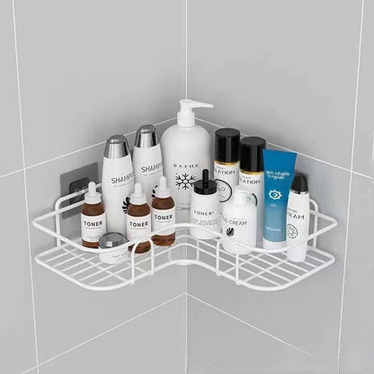 No Drill Bathroom Triangle Corner Shelf Wall Mounted Storage Rack for Kitchen Bathroom Organizer Space Saver