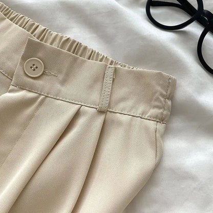 Korean High Waist Nine Point Trousers Female Fall Summer Casual Loose Office Lady Suit Pants Fashion Solid Color Work Pant New