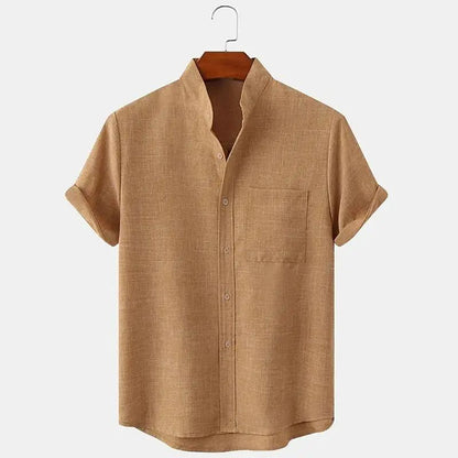 FEGKZLI Men's Fashion Short Sleeve 100% Cotton Linen Shirt Casual Oversized Loose Beach Shirts
