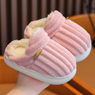 Winter warm cotton slippers for adults and children Toe Wrap Cotton Slippers Thick Soft Sole Slides Men Women Non-slip Shoes