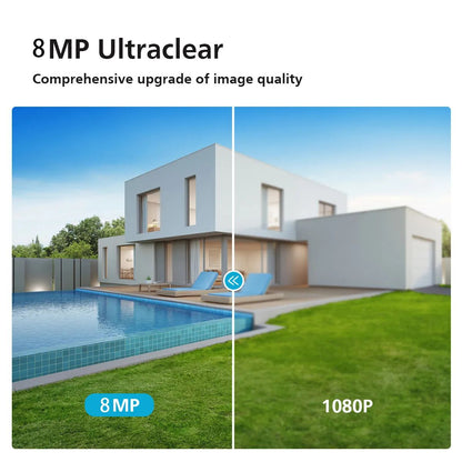 4K 8MP WiFi PTZ IP Camera Human Body Detection Indoor Outdoor Waterproof Color Night Vision Home Security Surveillance System