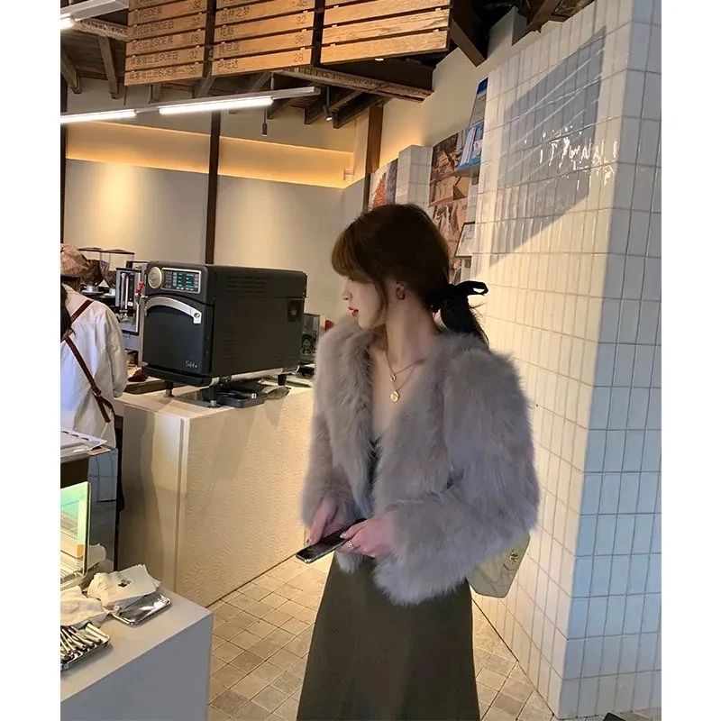 Faux Fur Coat Womens Clothing 2025 New Fashion Casual Imitation Fox Fur Coat Female  Short Loose Comfortable Winter Jacket