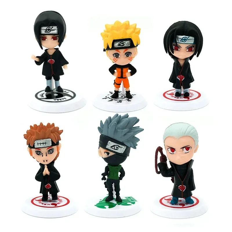 6 Pcs/12pcs NARUTO Sasuke Gaara Uchiha Madara Figure 7-8cm 2 Style Personality Base Mini Figurines  Naruto Figure