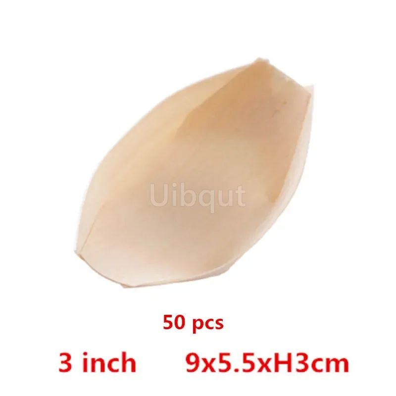 50 100pcs Sushi shushi Wood Boat Natural bamboo Disposable Kayak Salad Dessert Pine cake Boat Snack Bowl mat sushi plate tray